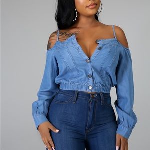 SHOULDER JEAN TOP